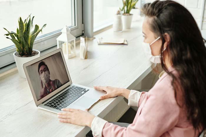A patient on a telehealth video visit